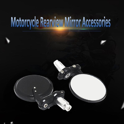 

22mm Black Motorcycle Round 78" Bar End Rearview Side Mirrors For Bobber Cafe Racer Modified Handle Black Mirror Reflector Refit