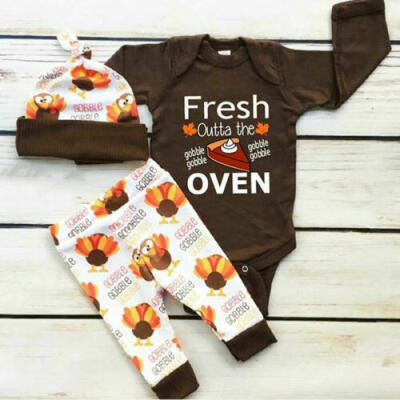 

UK My 1st Thanksgiving Baby Boy Girl Newborn Clothes RomperPants Outfits 3PCS