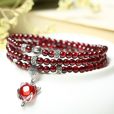 

Red garnet bracelet female models multi-circle crystal bracelet jewelry