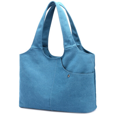 

Women Canvas Shoulder Bag Handbag Large Capacity Zipper Pockets Totes Big Durable Shopping Bag