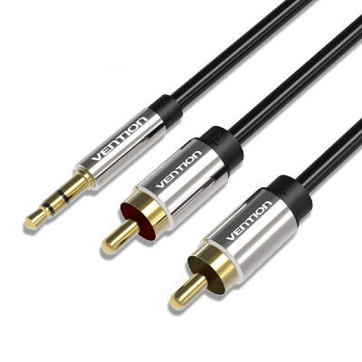 

VENTION RCA Jack Cable 35mm Jack to 2 RCA Audio Cable 2m 2RCA Cable For Edifer Home Theater DVD RCA to 35mm AUX Cable Black-2 Me