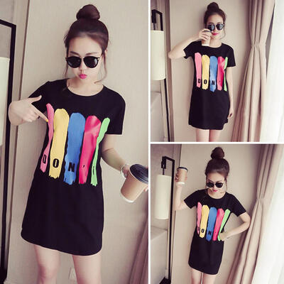 

Summer Short Sleeve T-shirt Cute Casual Fashion Street O-Neck Long Tops