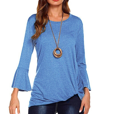 

Starmoon Womens Fashion Casual Pure Colour Top Round Collar Long Sleeve T-shirt