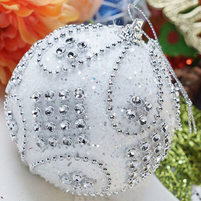 

New Christmas Ball 1Pc 8Cm Rhinestone Glitter Baubles Balls Xmas Tree Ornament Decoration Foam Christmas Decoration