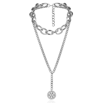 

Sweater chain openwork disk long Necklace For Women Choker Minimalist Beads Chain Multi Layered Necklaces Fashion Jewelry