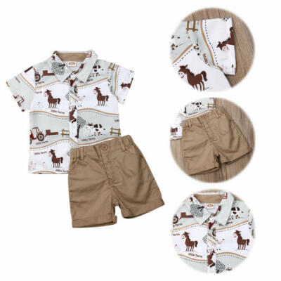 

US Kids Newborn Baby Boys Pony Printing Tops T-shirt Pants Shorts Summer Clothes