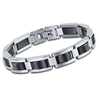 

Men Korean Titanium Steel Chain Black Magnet Inlaid Health Care Bracelet Hand Decor Crafts Accessories