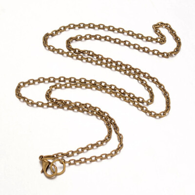 

Iron Necklace Making Cable Chain with Alloy Lobster Clasp Antique Bronze 2465"