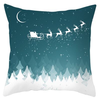 

New Christmas Blue Snow Scene Golden Snowflake Pillow Case Waist Throw Cushion Cover Home Decor Xmas Decor