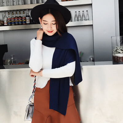 

Korean version of autumn&winter solid color warm cashmere scarf long section ladies wild warm scarf large shawl one generation