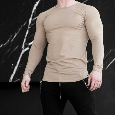 

Mens Compression Shirt Long Sleeve Top Base Layer Workout Gym Clothes Sportswear