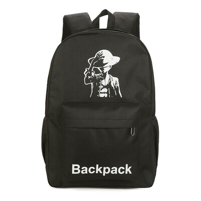 

One Piece Cartoon Backpack Black Fluorescent Backpack Fashion Casual Travel Bag