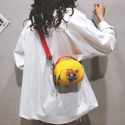 

Ins net red small bag female 2019 Korean version of the wild canvas bag slung cartoon Harajuku student shoulder mini bag