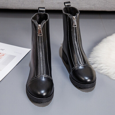 

Chic Martins Female Fall 2019 New English Style Students Korean version of Joker Red ins Short Barrel Boots