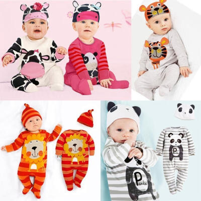 

Cartoon Baby Girls Boys Infant Toddler Playsuit RomperHat Costume Outfits Set 6M-24M