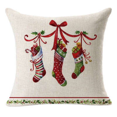

Tailored Christmas Linen Square Throw Flax Pillow Case Decorative Cushion Pillow Cover A