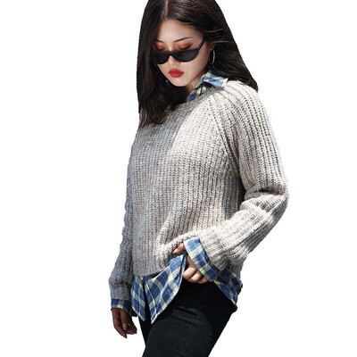 

kunxuan Long-sleeved pullover 6 Alpaca23 wool6 nylon65 acrylic fiber One size 16428