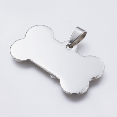 

304 Stainless Steel Blank Stamping Tag Pendants Bone Stainless Steel Color 22x40x15mm Hole 35x7mm