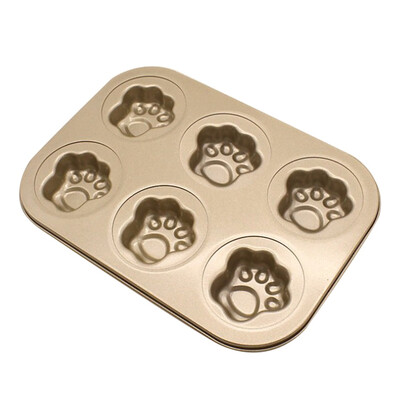 

6 Cup Nonstick Madeleine ShellPigBearCat PawLove Shape Cake Mold Carbon Steel Cookie Pan Pretty