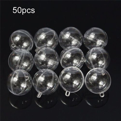 

50x Clear Fillable Ball Gift Plastic Baubles Christmas Tree Transparent Ornament