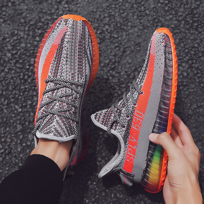 

Mens shoes fashion trend versatile breathable running shoes mens flying woven tide shoes mens shoes
