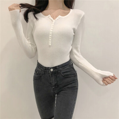 

Fashion Women Knitted Tops Slim Casual Pullover Plain Autumn Winter Sweater Tops