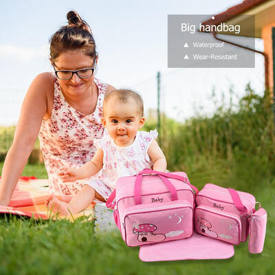 

4pcs Mummy Bag Large Capacity Embroidery Travel Maternity Diaper Baby Bag