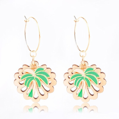 

New Coconut Tree Plants Serious Drop Earrings Wood And Metal Material Fashion Earrings Female New Quality Jewelry For Women