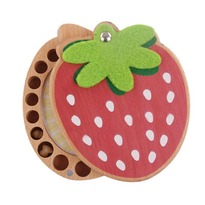 

Strawberry Box Souvenir Tooth Collection Wooden Baby Deciduous Tooth Box