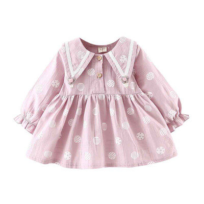

Autumn Baby Girl Dress Casual Long Sleeve Polka Dot Printing Princess Dress Kids Shirt Party Dress Fashion Cute