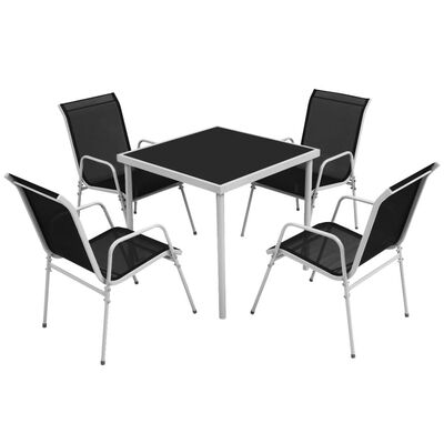 

5 Piece Outdoor Dining Set Steel Black