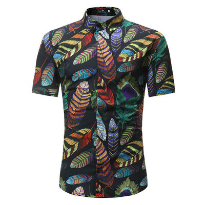 

New Fashion Mens Luxury Casual Floral Slim Fit Short Sleeve Casual Dress Shirts
