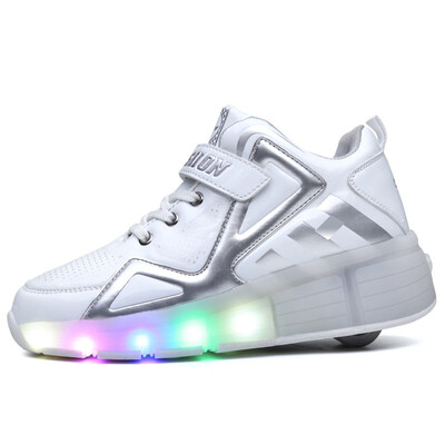

NEW 2018 Children Wheel Shoes With LED Lighted Breathable Fashion Boy & Girls Roller Sneakers SPORT CASUAL For Kids