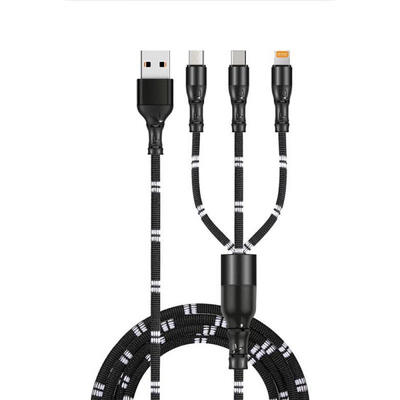 

3 In 1 Braided Multi Charging Charger Cable With USB Tpye-C Micro USB Lightning For Android IPhone - 1M -1m