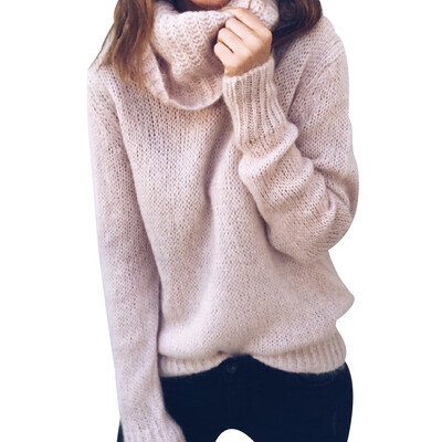 

Women Fashion Soild Color Long Sleeve Turtle Neck Knitting Pullover Sweater