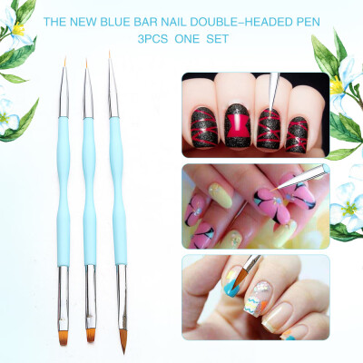 

Toponeto 3PC Double Head Nail Art UV Gel Polish Design Dot Painting Detailing Pen Brushes