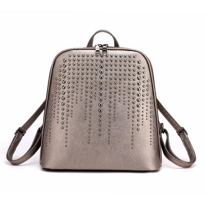 

Vintage PU Leather Women Rivet Backpack Large Capacity Shoulder School Bags