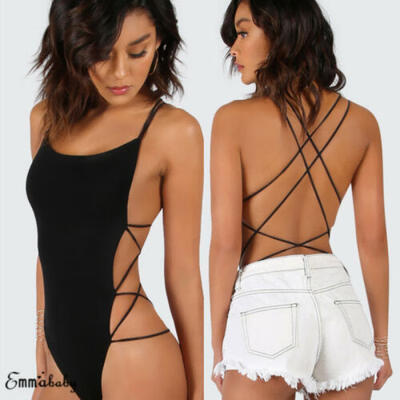 

Women Straps Bandage Backless Bodycon Romper Jumpsuit Bodysuit Lingerie Playsuit