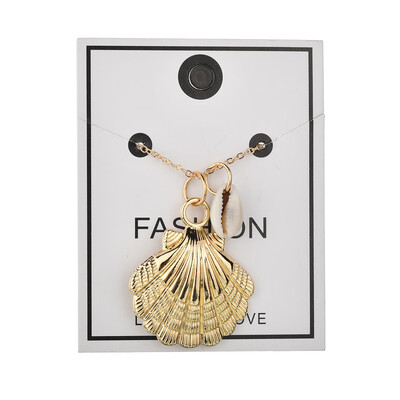 

Summer Bohemian Pearl Conch Shells Necklace Sea Beach Shell Pendant Necklace For Women Long Chain Necklace Fashion Jewelry