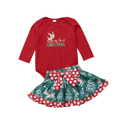 

Cute Xmas Newborn Kids Baby Girl Top Romper Tutu Skirt Dress Outfits Clothes