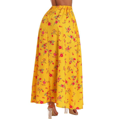 

Summer elastic band bohemian print skirt split skirt 65126