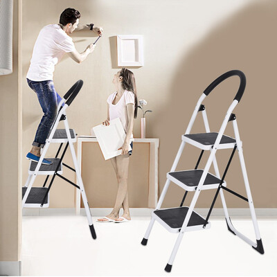 

Gobestart 3 Step Ladder Folding Step Stool Steel Ladder With Handle Anti-slip Solid Pedal