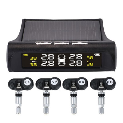 

Car TPMS Tire Pressure Digital Solar Energy Monitoring System Auto Security Tire Pressure Alarm Systems LCD Display with 4 Externa