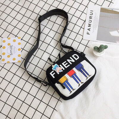 

Ins canvas small bag female 2019 new Japanese Harajuku wild small square bag cartoon girl shoulder Messenger bag