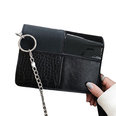 

Lady Crocodiles Embossed Patchwork Chain Flap Crossbody Shoulder Small Square Bag