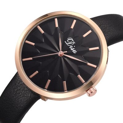 

RM Luxury Fashion Lady Simple Dial Leather Belt Watch Sun Flower Quartz Watch