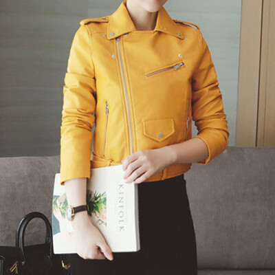 

Roseonmyhand Women Ladies The Belt Fashion Faux Leather Racing Style Biker Jacket