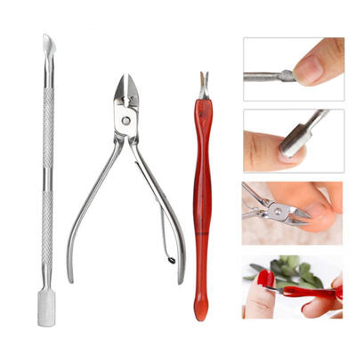 

Greensen 3Pcs Stainless Steel Manicure Dead Skin Pusher Remover Clipper Nipper Cuticle Tool
