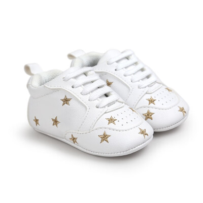 

Baby Shoes Newborn Boys Girls Heart Star Pattern Shoes Kids Toddlers Lace Up PU Sneakers 0-18 Months Baby First Walkers