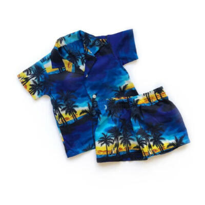 

Hawaiian Style 2pcs Toddler Kids Boys Summer Outfits Holiday Beach Shirt & Short